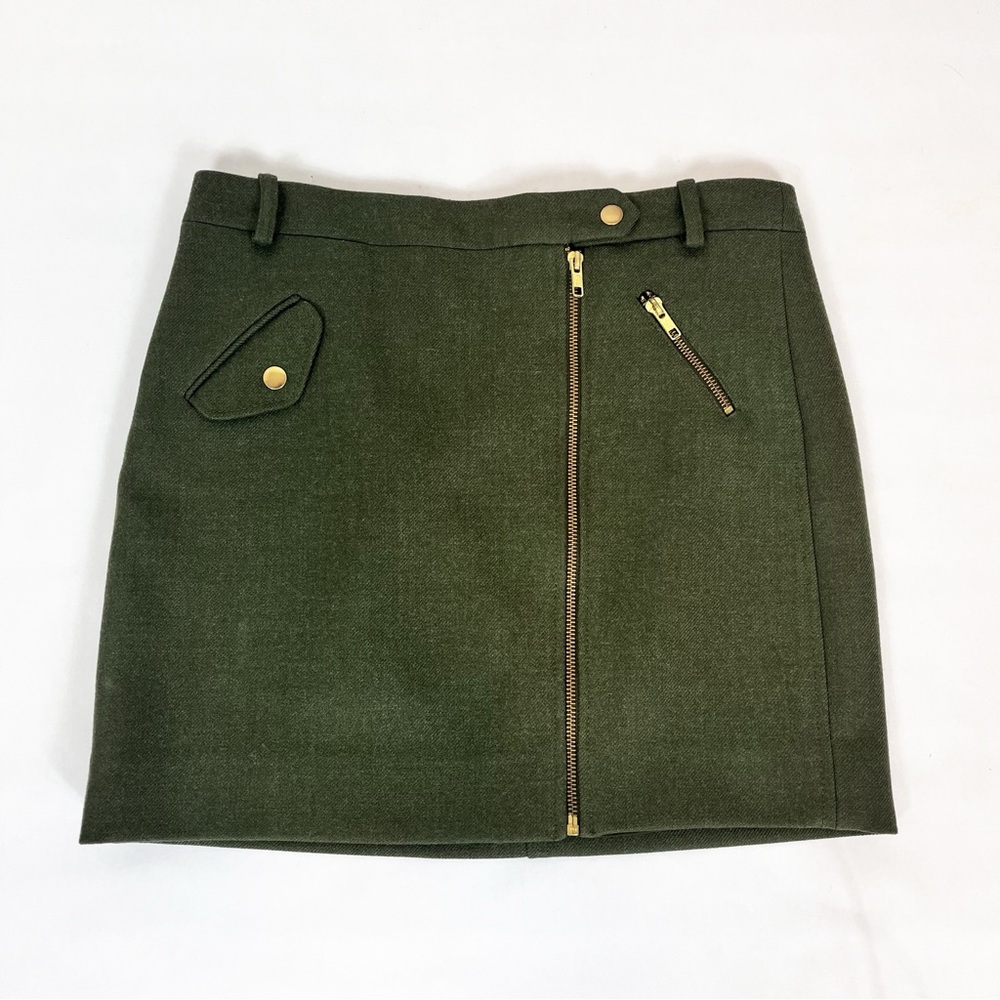 J. Crew Olive Green Mini Skirt with Front Zipper